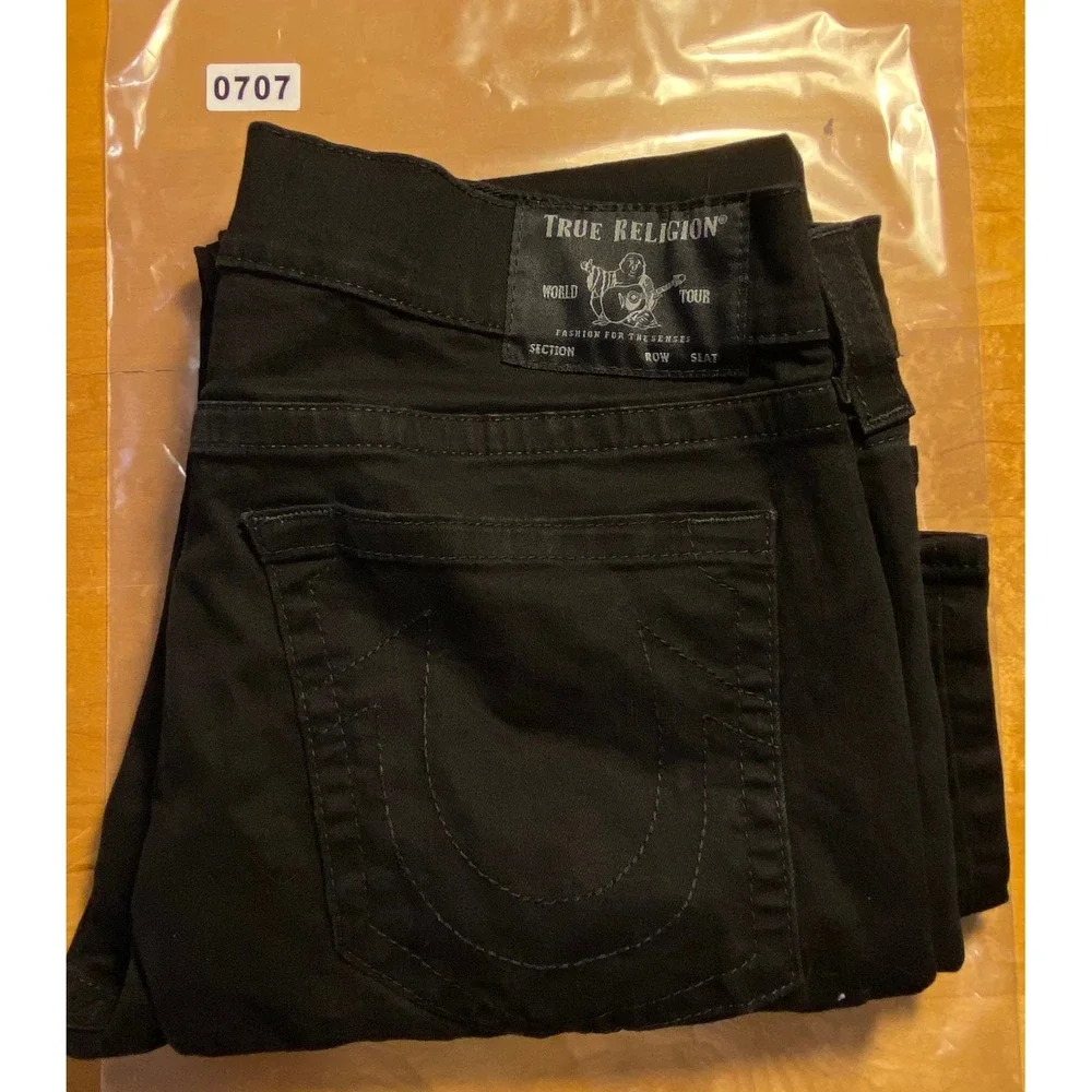 True Religion mens 38x34 Geno No Flap SN Slim Fit Jeans Rinse Black ST‎ 102158